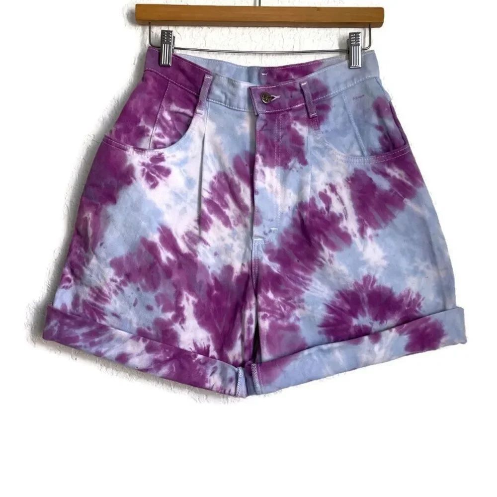 Lee High Waisted Tie Dye Denim Shorts Sz 10 Medium 28